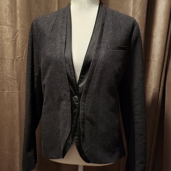 Simply Vera Vera Wang Jackets & Blazers - Simply Vera by Vera Wang Wool Blend Gray & Black Blazer